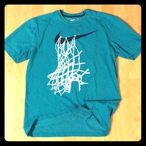 Nike basketball T-shirt, Teal, Size M